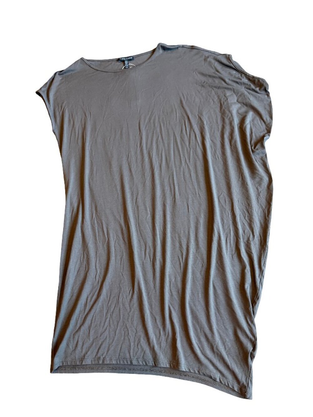 Eileen Fisher Asymmetrical Ballet Neck Dress Rye Grey Jersey Knit Size SP NWT
